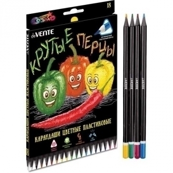 Карандаши deVENTE 18цв Juicy Black 2М,пластиковые, трехгранные, в картонной уп. арт.5023119