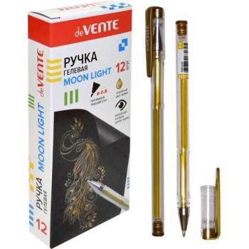 Ручка гелевая deVENTE Moonlight, 0.8мм, чернила с эффектом Highlighter, золотистая арт.5051115