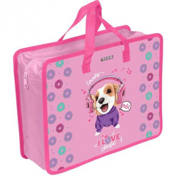 Папка А4 с ручками, пластик   33,5х26х10 см deVENTE Music Dog, с текстильн. расширением, 400 мкм, арт. 8054255