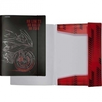 Папка А4 на резинке deVENTE Moto 320x235 мм, 400 мкм, 3 клапана,тиснение серебристой фольгой, арт. 3070201