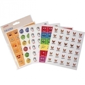 Наклейки-оценки deVENTE, 5 дизайнов, 150 шт, в пласт. пакете с блистерным подвесом, арт. 8002212