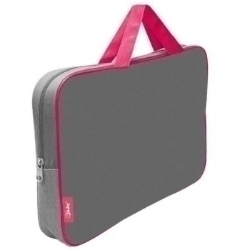 Папка А4 с ручками, на молнии, ткань, с широкой боковиной 350х265х80мм  арт.ПМД 4-42 Серый-розовый