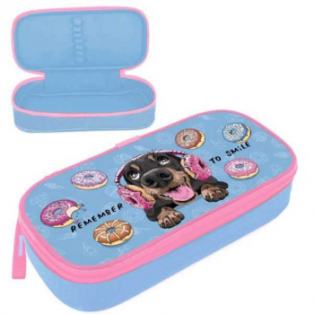 Пенал мягкий корпусный 205х95х45, одно отделение арт.ПМК 26-20 Собачка с пончиками