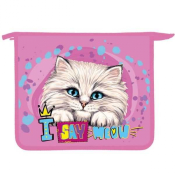 Папка д/тетр. А5 на молнии, пластик, дизайн с двух сторон арт.ПТ-735 Я сказал мяу