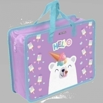 Папка А4 с ручками, пластик   33,5х26х10 см deVENTE Hello Bear, с текстильн. расширением, арт. 8054252