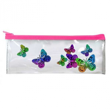 Пенал мягкий 195*75 п/э плоский прозрачный арт.ПМП 07-84 Бабочки неон