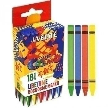 Мелки восковые deVENTE Cosmo 18цв, короб. с европодвесом арт.8077815