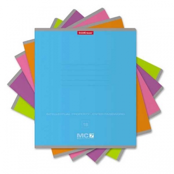 Тетрадь 18л ученическая в клетку ErichKrause MC-7, (без надписей) ассорти, MIX-PACK арт.56300