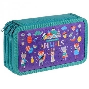Пенал л/т 3-отдел. средний 190*110, Animals, ламинация арт.ПК3_29128