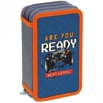 Пенал л/т 3-отдел. средний 190*110, Game, ткань арт.ПТ3_42378