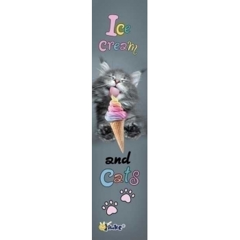 Закладка 40х220 мм, пластик, арт. 3-1 Котенок с мороженкой