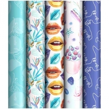 Бумага подарочная 70*100см, Оттенки сирени в рулонах, 90 г/м2, 1 лист, глянцевая, ассорти арт.М100_46618