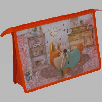 Папка д/тетр. А4 на молнии,  deVENTE Corgi с текст. расшир. 100 мм. матовая с рис., арт.8056220