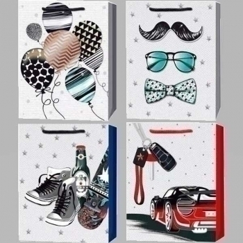 Пакет подарочный 26x32x10 см бумажный deVENTE Lifestyle,  объемные детали, 4 дизайна, 210 г/м2, арт.9041173