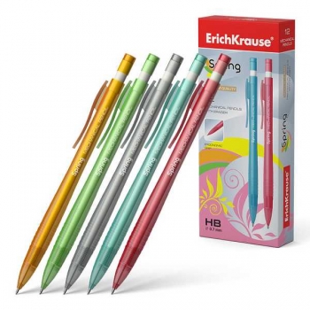 Карандаш автоматический 0.7мм ErichKrause Spring, ластик, корпус ассорти арт.56012