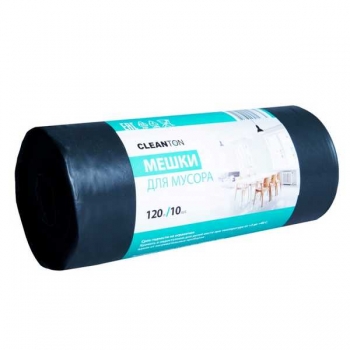 Пакет мусорный 120л (10шт) ПВД Cleanton 50мкм 70*110см цв. черный арт.997203
