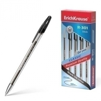 Ручка гелевая ErichKrause R-301 CLASSIC Gel Stick, 0.5, черная арт.53347