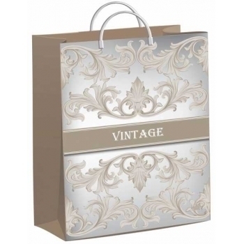 Мешок 40х30х9см мягкий пластик 140мкм ламинированный с пластиковой ручкой, Винтажный арт.н00224313