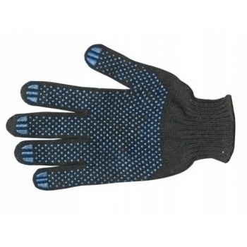 Перчатки трикотажн. Профи с ПВХ покрытием Точка, 6 нитей, черные арт.Перч_6нитей_черн