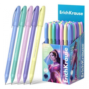 Ручка шариковая ErichKrause U-108 Pastel Stick, 0.7мм, игольч. узел, одноразовая, синяя арт.58110 Ручка шариковая ErichKrause U-108 Pastel Stick, 0.7мм, игольч. узел, одноразовая, синяя арт.58110