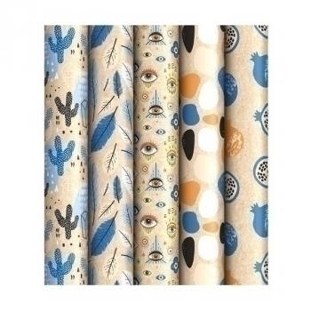 Бумага подарочная 70*100см крафт Абстракция в рулонах, 70 г/м2, 1 лист, ассорти 5 дизайнов арт.К100_46615