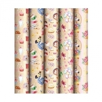 Бумага подарочная 70*100см крафт Мир девочек в рулонах, 70 г/м2, 1 лист, ассорти 5 дизайнов арт.К100_46612