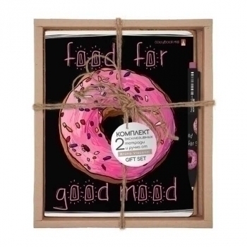 Набор подарочный  Food in black. Пончик Донатс, 2 тетради 48л + авт.шар.ручка Bruno Visconti арт.7-48-1179-2/5