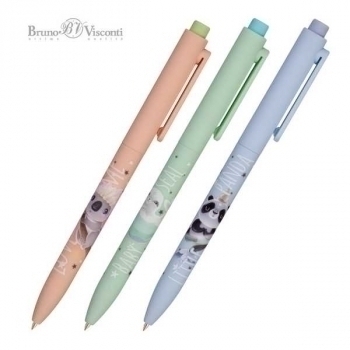 Ручка шариковая автоматическая Bruno Visconti FunClick. Милота зашкаливает, 0,7мм, корпус ассорти,синяя арт.20-0297/01