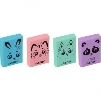 Ластик deVENTE 100% Cute 32*23*7 мм, прямоуголный цветной, синт.каучук, в инд. упак., dust-free арт. 4070101