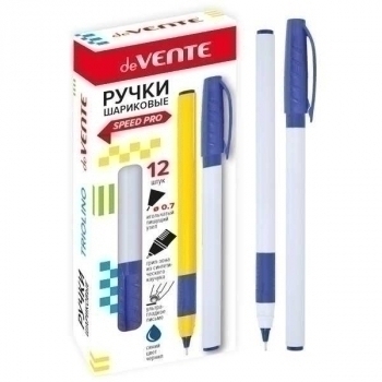 Ручка шариковая deVENTE Triolino Snow, 0.7мм, игольч. узел, Speed Pro, белый трехгран. корп., синяя арт.5073840