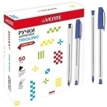 Ручка шариковая deVENTE Triolino Crystal, 0.7мм, игольч. узел, Speed Pro, трехгр. корп. синяя арт.5073828