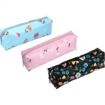 Пенал мягкий прямоугольный 200х70х35 Attomex Flowers, искусственная кожа с рисунком, ассорти арт.7020304