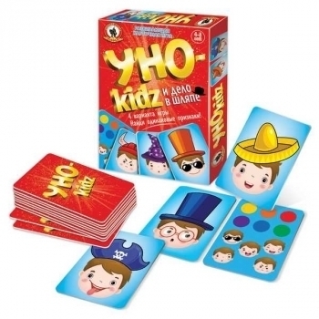 Игра настольная    Русский стиль развивающая для детей УНО kidz. Дело в шляпе, 54 карт., картонная коробка 4+ арт.4690