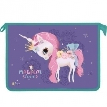 Папка д/тетр. А4 на молнии, картон/пластик арт.ПТ-815 Единорог принцесса