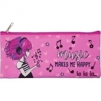 Пенал мягкий плоский 210х90х10мм Attomex Music Girl, текстиль, арт.7024324
