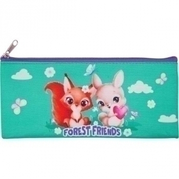 Пенал мягкий плоский 210х90х10мм Attomex Forest Friends, текстиль, арт.7024323