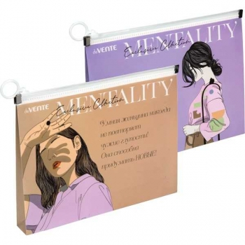 Папка на молнии А5 deVENTE (240x170x30 мм) Mentality,180 мкм, непрозрач. с рис, арт.3072232