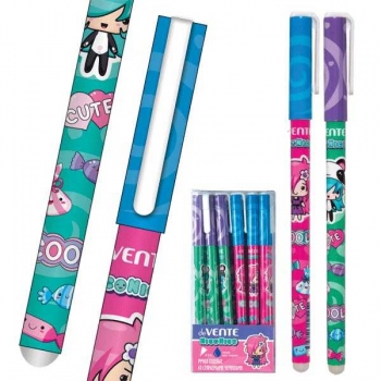 Ручка гелевая deVENTE Пиши-стирай NicoNico:-), 0.5мм,  ластиком, ассорти, синяя арт.5051369