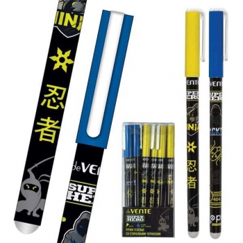 Ручка гелевая deVENTE Пиши-стирай SuperHero, 0.5мм, с ластиком, ассорти, синяя арт.5051370