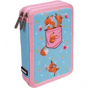 Пенал л/т 2-отдел. большой 205*140*52 deVENTE Funny Foxes, плотн текстиль  арт.7012240