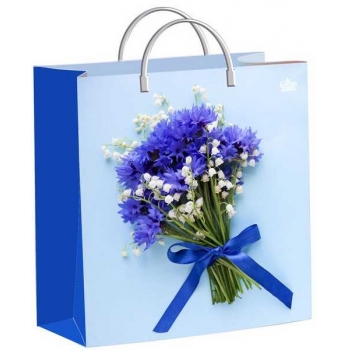 Мешок 26х24х9см мягкий пластик 140мкм ламинированный с пластиковой ручкой, Милые васильки арт.н00242790