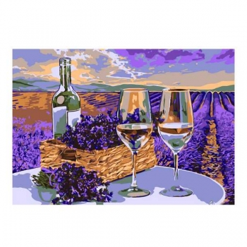 Набор для рисования по номерам, картина 20х28,5 см Лавандовое поле (основа на карт, краски, кисть) арт.Кпн-272