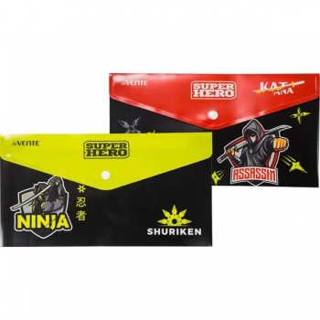 Папка-конверт Travel (260x140мм) на кнопке deVENTE SuperHero, 180 мкм, непрозр. с рис., 2 дизайна ас-ти арт.3071239