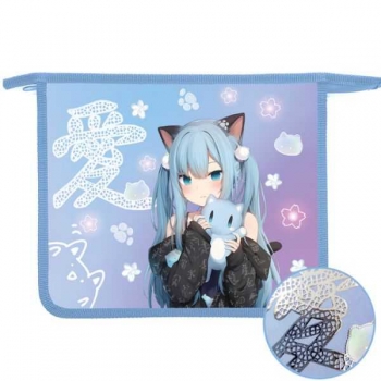 Папка д/тетр. А5 на молнии, пластик, 240х205х40 мм арт. ПТ-73-12 Аниме Нэко