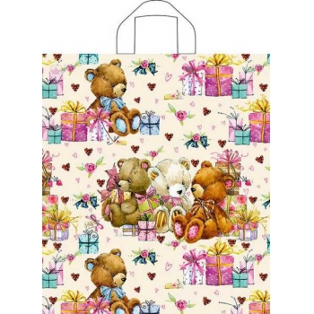 Мешок 42х38см ПНД 37мкм с петлевой ручкой, Мишки с подарками арт.н00117715