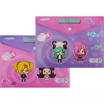 Папка-конверт А5 (240х180мм) на кнопке deVENTE NicoNico:-), 180 мкм, непрозрачная с рис., тиснение фольгой арт. 3071226