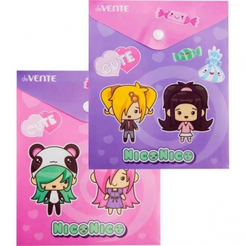 Папка-конверт А6 (170х140мм) на кнопке deVENTE NicoNico:-), 180 мкм, непрозрачная с рисунком, арт. 3071230