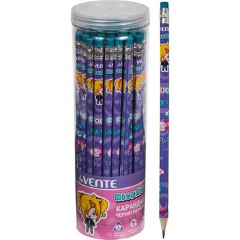 Карандаш deVENTE HB ч/гр. с ластиком, NicoNico:-), трехгранный, заточенный, сиреневый арт.5032309