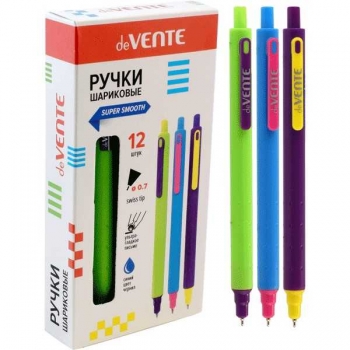 Ручка автоматическая deVENTE 0.7мм, швейцарский пишущий узел, цветной корпус, синяя арт. 5070000