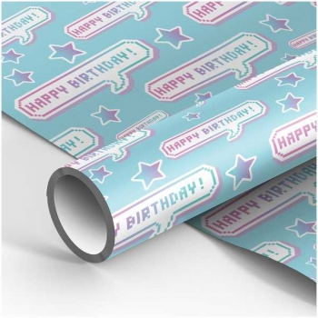 Бумага подарочная 70*100см,  MESHU Happy Birthday в рулонах, 80 г/м2, 1 лист, глянцевая арт.MS_53474